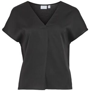 Vila Dam Variation V-ringad S/S Satin Top-Noos Kortärmad blus, Svart, 36 SE Vila Dam Variation V-ringad S/S Satin Top-Noos Kortärmad blus, Svart, 36 SE