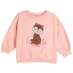 Koton Babyflickor med kattbroderade långärmad crew neck bomull mjuk interiör sweatshirt, Rosa (274), 6-9 Monate Koton Babyflickor med kattbroderade långärmad crew neck bomull mjuk interiör sweatshirt, Rosa (274), 6-9 Monate