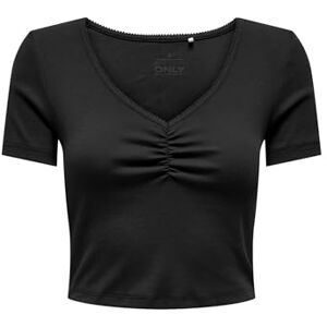 ONLY Onlbetty Life S/S Scallop V-hals Cc JRS, svart, M ONLY Onlbetty Life S/S Scallop V-hals Cc JRS, svart, M