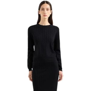 Giorgio Armani Allover monogram logotyp långärmad stickad topp pullover, svart, L dam, svart, L Giorgio Armani Allover monogram logotyp långärmad stickad topp pullover, svart, L dam, svart, L
