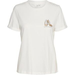 VERO MODA VMVILLA S/S O-hals T-shirt JRS BTQ GA, Snövit/tryck: guld glitter stilett, S VERO MODA VMVILLA S/S O-hals T-shirt JRS BTQ GA, Snövit/tryck: guld glitter stilett, S