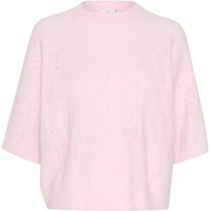 KAFFE Dam pullover rund hals normal passform hålstickad halv ärm hip längd, Lila snöblandning, XL KAFFE Dam pullover rund hals normal passform hålstickad halv ärm hip längd, Lila snöblandning, XL