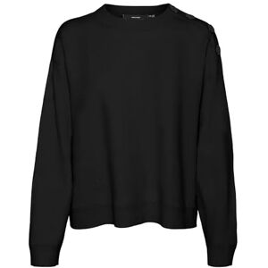VERO MODA dam Vmsaba Ls O-hals knapp tröja Ga Noos stickad tröja, svart, XL VERO MODA dam Vmsaba Ls O-hals knapp tröja Ga Noos stickad tröja, svart, XL