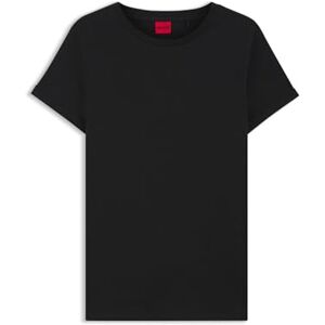 Boss HUGO Damer The Plain T-shirt av bomullsjersey med logotyptryck, Black1, L Boss HUGO Damer The Plain T-shirt av bomullsjersey med logotyptryck, Black1, L