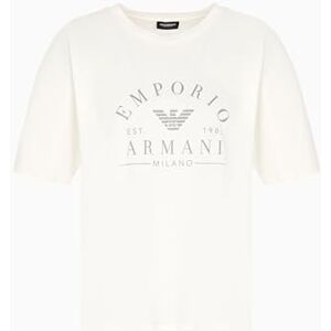 Giorgio Armani Kvinnors ikoniska logotypband rund hals t-shirt vit L lös passform, Vitt, L Giorgio Armani Kvinnors ikoniska logotypband rund hals t-shirt vit L lös passform, Vitt, L