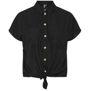 PIECES Damer Pcpia Ss Tie Shirt Noos, svart, M PIECES Damer Pcpia Ss Tie Shirt Noos, svart, M