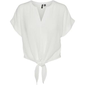 VERO MODA Damer Vmgabbi Ss Tie WVN Ga Top, Snövit, M VERO MODA Damer Vmgabbi Ss Tie WVN Ga Top, Snövit, M
