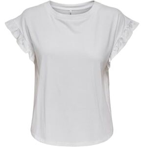 ONLY Onlgrape S/S Frill O-Neck Top JRS, Ljus vit, S ONLY Onlgrape S/S Frill O-Neck Top JRS, Ljus vit, S