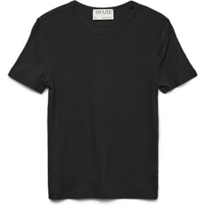 VERO MODA Awirwina Ss O-hals t-shirt Noos, svart, XS VERO MODA Awirwina Ss O-hals t-shirt Noos, svart, XS