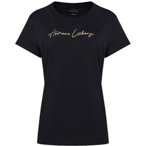Giorgio Armani kortärmad stor signerad logotyp för kvinnor, svart, M, Svart/guld, M Giorgio Armani kortärmad stor signerad logotyp för kvinnor, svart, M, Svart/guld, M