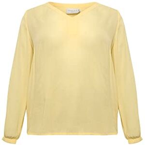 Kaffe Curve Plus-size damblus långärmad V-hals vanlig passform rund fåll, Pale Banana, 44/Stor Kaffe Curve Plus-size damblus långärmad V-hals vanlig passform rund fåll, Pale Banana, 44/Stor