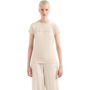 Giorgio Armani kvinnors strass-skript logotyp bomull besättningshals T-shirt Dusty Ground, L, Dusty Ground, L Giorgio Armani kvinnors strass-skript logotyp bomull besättningshals T-shirt Dusty Ground, L, Dusty Ground, L