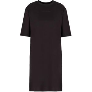 Giorgio Armani dam sustainable, rund hals, främre logotyp casual klänning, svart, XS Giorgio Armani dam sustainable, rund hals, främre logotyp casual klänning, svart, XS
