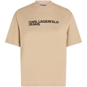 KARL LAGERFELD JEANS , Dam, Vanlig Kortärm Essential Logo T-Shirt, Regular Fit, Beige, S KARL LAGERFELD JEANS , Dam, Vanlig Kortärm Essential Logo T-Shirt, Regular Fit, Beige, S