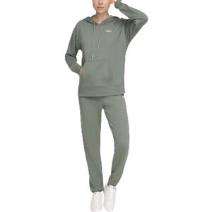 DKNY Dam metallisk logo huvtröja med huva, Anka grön, M DKNY Dam metallisk logo huvtröja med huva, Anka grön, M