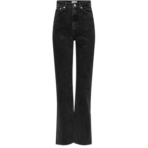 ONLY Dam rak passform jeans ONLRILEY hög midja rakt skurna jeans, Tvättad svart, 32W / 32L ONLY Dam rak passform jeans ONLRILEY hög midja rakt skurna jeans, Tvättad svart, 32W / 32L