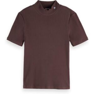 Scotch & Soda Mock Neck Rib T-shirt, Choklad U290, XL Scotch & Soda Mock Neck Rib T-shirt, Choklad U290, XL