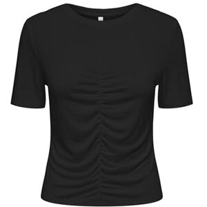 ONLY Damer Onlfree Life S/S O-Neck Gatherng Top JRS, svart, L ONLY Damer Onlfree Life S/S O-Neck Gatherng Top JRS, svart, L