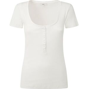 Pepe Jeans Babs T-shirt för kvinnor, Vit (mus), XS Pepe Jeans Babs T-shirt för kvinnor, Vit (mus), XS