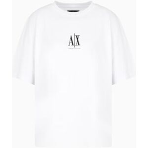 Giorgio Armani Ikonprojekt för kvinnor, broderad främre logotyp, t-shirt, vit, M, Optisk vit, M Giorgio Armani Ikonprojekt för kvinnor, broderad främre logotyp, t-shirt, vit, M, Optisk vit, M