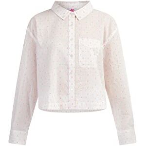 threezy damskjorta blus, Vita pinkorge-prickar, L threezy damskjorta blus, Vita pinkorge-prickar, L