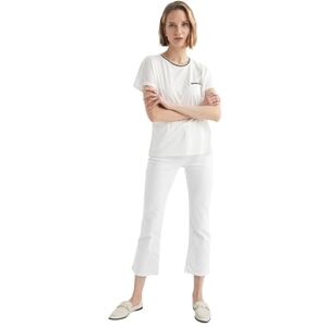 DeFacto T-shirt för kvinnor, ecru, S DeFacto T-shirt för kvinnor, ecru, S