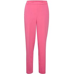 KAFFE Dambyxor vanlig passform hög midja kostym byxor elastiska midjefickor dam, Chockerande rosa, 32 KAFFE Dambyxor vanlig passform hög midja kostym byxor elastiska midjefickor dam, Chockerande rosa, 32