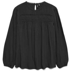 VERO MODA Vmdebbie Ls Pleat Top WVN Ga Noos, svart, M VERO MODA Vmdebbie Ls Pleat Top WVN Ga Noos, svart, M