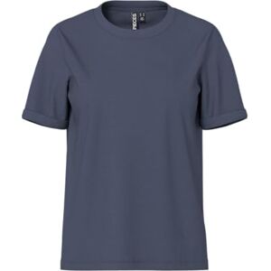 PIECES Damer Pcria Ss Fold Up Solid Tee Noos Bc T-shirt, Amber blå, L PIECES Damer Pcria Ss Fold Up Solid Tee Noos Bc T-shirt, Amber blå, L