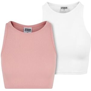 Urban Classics damer cropped Rib Top 2-pack, Citronadrosa + vit, 5XL Urban Classics damer cropped Rib Top 2-pack, Citronadrosa + vit, 5XL