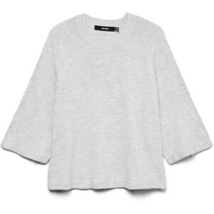 VERO MODA Vmlefile 3/4 O-hals tröja Noos, Ljusgrå melange, S VERO MODA Vmlefile 3/4 O-hals tröja Noos, Ljusgrå melange, S
