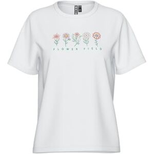 PIECES dam Pcfunly Ss Embroidery T-shirt JRS Bc, Ljus vit, S PIECES dam Pcfunly Ss Embroidery T-shirt JRS Bc, Ljus vit, S