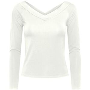 PIECES Dam PCMALIVA LS Off Shoulder V-Neck Top NOOS T-shirt, Bright White, S PIECES Dam PCMALIVA LS Off Shoulder V-Neck Top NOOS T-shirt, Bright White, S