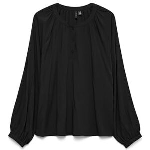 VERO MODA Vmbella Ls Placket Top WVN Ga Noos, svart, M VERO MODA Vmbella Ls Placket Top WVN Ga Noos, svart, M