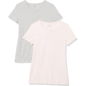 Amazon Essentials Women's Kortärmad T-shirt med rund hals klassisk passform, Pack of 2, Ljusgrå ljung/Ljusrosa, M Amazon Essentials Women's Kortärmad T-shirt med rund hals klassisk passform, Pack of 2, Ljusgrå ljung/Ljusrosa, M