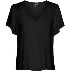 VERO MODA dam Vmeasy Joy V-ringad Ss Blouse WVN Ga, svart, M VERO MODA dam Vmeasy Joy V-ringad Ss Blouse WVN Ga, svart, M