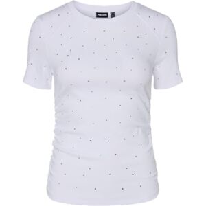 PIECES Pctyler Ss Rhinestone Tee Bc, Ljus vit, S PIECES Pctyler Ss Rhinestone Tee Bc, Ljus vit, S