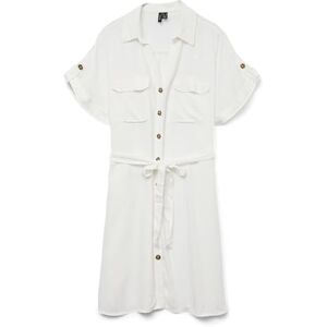VERO MODA Vmbumpy Ss Short Shirt Dress WVN Ga Noos, Snövit, XS VERO MODA Vmbumpy Ss Short Shirt Dress WVN Ga Noos, Snövit, XS