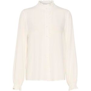 Cream Kvinnors skjorta långärmad framsida detaljer Mandarin krage casual passform, Snövit, 36 Cream Kvinnors skjorta långärmad framsida detaljer Mandarin krage casual passform, Snövit, 36