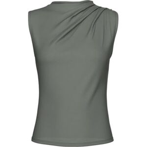 PIECES Pcmadison Sl Draped Top JRS Noos Bc, Castor Gray, M PIECES Pcmadison Sl Draped Top JRS Noos Bc, Castor Gray, M