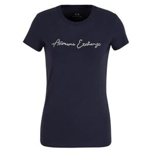 Giorgio Armani kvinnors strass-skript logotyp bomull besättningshals t-shirt blåbär gelé, XS, Blåbärsgelé, XS Giorgio Armani kvinnors strass-skript logotyp bomull besättningshals t-shirt blåbär gelé, XS, Blåbärsgelé, XS