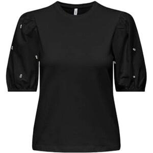 ONLY Onlemme Life S/S O-hals puff mix top JRS, svart, XS ONLY Onlemme Life S/S O-hals puff mix top JRS, svart, XS