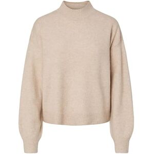 PIECES Pcmalou Ls High Neck Knit Pwp Bc, Silvergrå, M PIECES Pcmalou Ls High Neck Knit Pwp Bc, Silvergrå, M