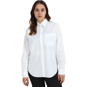 Calvin Klein kvinnors vävd etikett avslappnad skjorta S/S, Kritvit, L Calvin Klein kvinnors vävd etikett avslappnad skjorta S/S, Kritvit, L