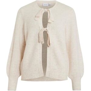 Vila dam Viellie L/S rosett stickad topp/R, Super Light Natural Melan, L Vila dam Viellie L/S rosett stickad topp/R, Super Light Natural Melan, L
