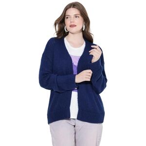 Ulla Popken dam stora storlekar, plus size, kofta, kort, överdimensionerad, öppen jacka, andel ull, Mörkblå, 50-52 Ulla Popken dam stora storlekar, plus size, kofta, kort, överdimensionerad, öppen jacka, andel ull, Mörkblå, 50-52