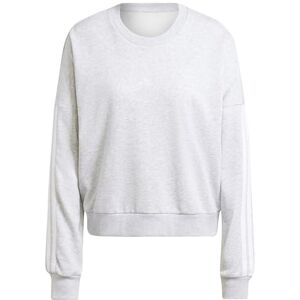 adidas dam Essentials 3-Stripes French Terry Sweatshirt, light grey heather/white, L adidas dam Essentials 3-Stripes French Terry Sweatshirt, light grey heather/white, L