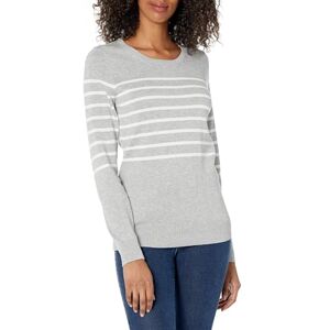 Amazon Essentials långärmad lätt tröja med rund hals (finns i plusstorlek), ljusgrå ljung vit placerad rand, XX-Large Amazon Essentials långärmad lätt tröja med rund hals (finns i plusstorlek), ljusgrå ljung vit placerad rand, XX-Large