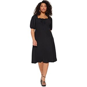 Trendyol Dam A-linje avslappnad passform stickad plusstorlek klänning, svart, 2XL, Svart, XXL Trendyol Dam A-linje avslappnad passform stickad plusstorlek klänning, svart, 2XL, Svart, XXL