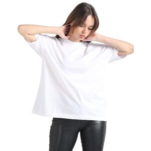 Calvin Jeans Dam Ck Embro emblem pojkvän T-shirt S/S stickade toppar, Kritvit, L Calvin Jeans Dam Ck Embro emblem pojkvän T-shirt S/S stickade toppar, Kritvit, L